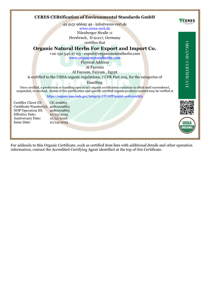 Organic Natural Herbs for Export and Import Co. - Fresh Natural Herbs From Fields To Clients